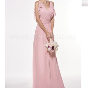Long V-neck Georgette Bridesmaid Dress NWT